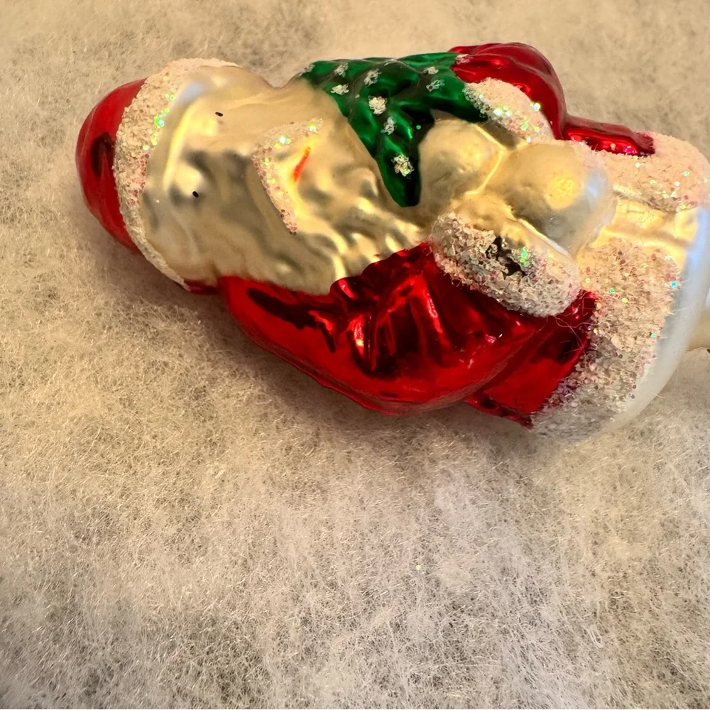 Vintage Hand Blown Red Mercury Glass Santa Claus Clip On Christmas Tree Ornament